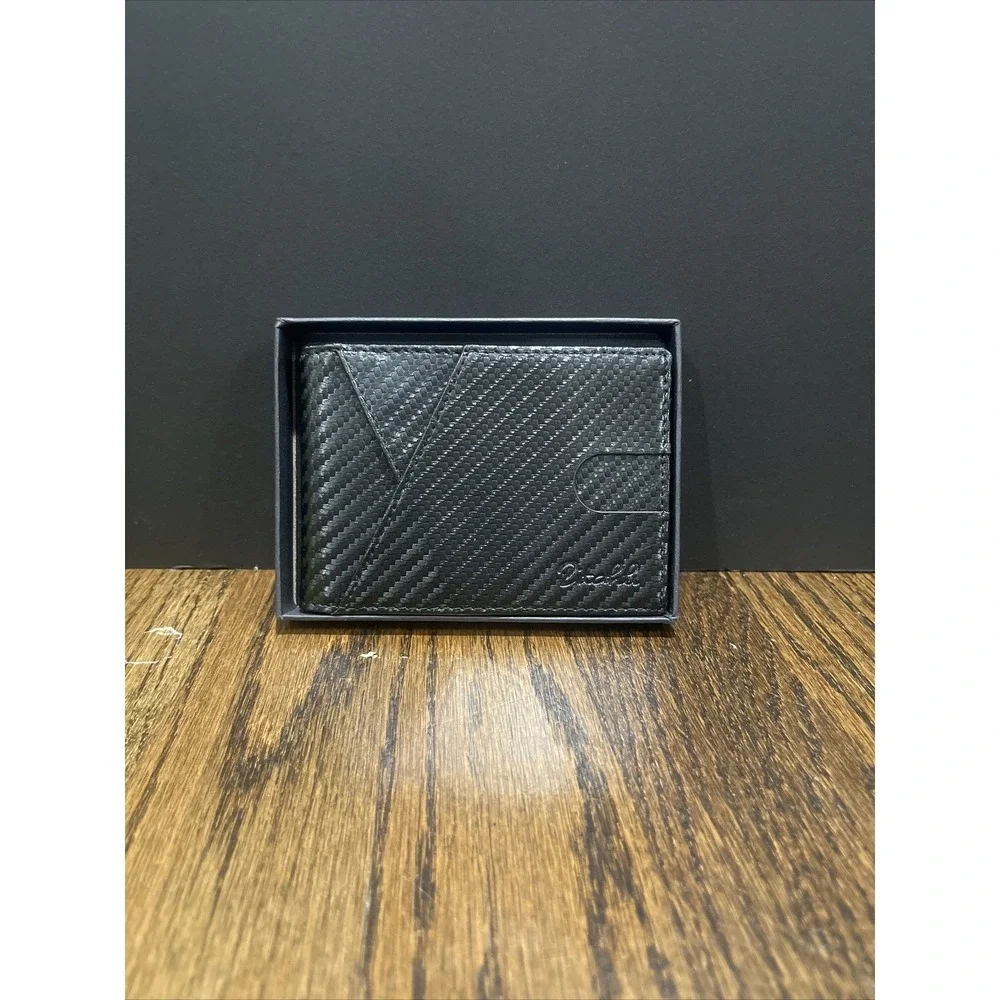 Minimalist Black Carbon Fiber Style Zitahli Men's Stylish Modern‎ Wallet